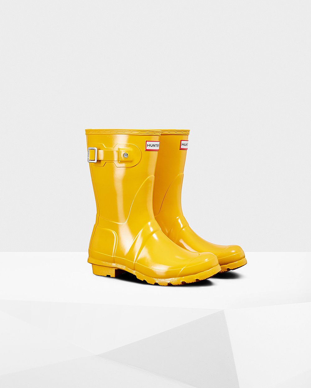 Bottes Courtes de Pluie Hunter Original Gloss Femme Jaune MZLOJKC-03